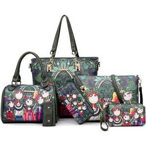 6 Pieces Designer Purses and Handbags for Women Satchel Shoulder Bag Tote